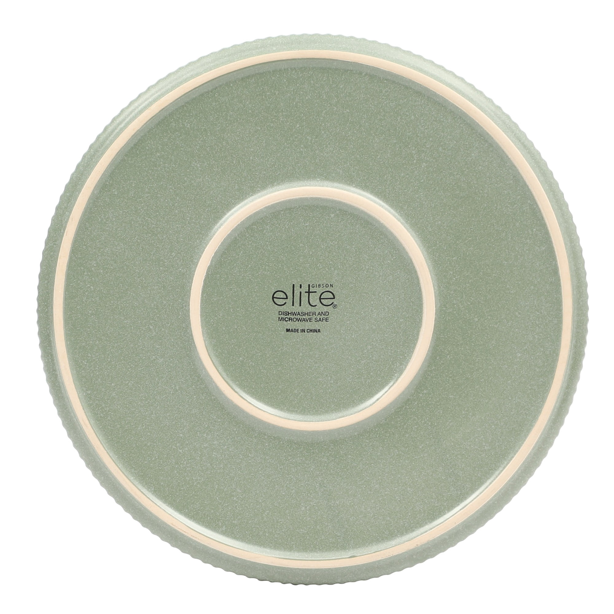 Gibson Elite Deerfield 16-Piece Stoneware Dinnerware Set – Stackable Plates and Bowls, Reactive Glaze Finish, Service for 4 - Matte Green