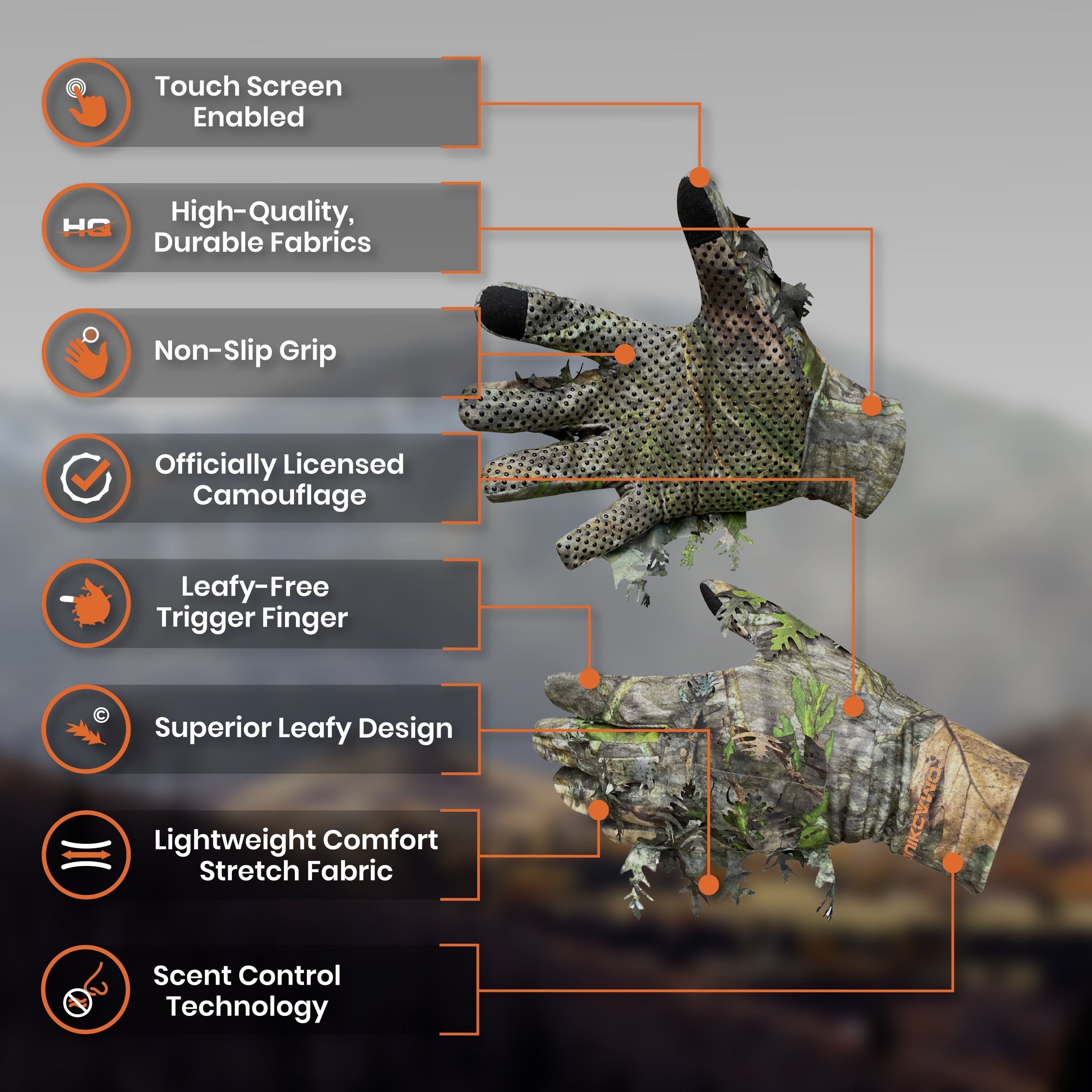 Leafy Camo Gloves (Fingerless or Touchscreen Tips)