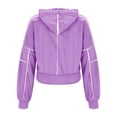 thumbnail image 4 of Tawop Lady Jackets for Women Bomber Cropped Solid Color Hooded Long Sleeve Zipper Regular Jacket Purple Xl, 4 of 9