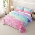 thumbnail image 3 of meiyoeat Glitter Gradient Mermaid Scale Twin Quilt Set for Girls, Rainbow Ocean Fairy Twin Coverlet Set, Pink Blue, 2 Pieces, 3 of 7