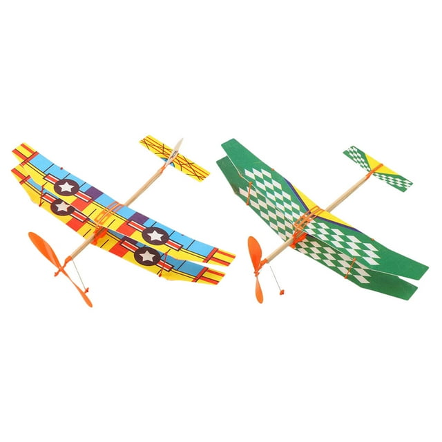 MasteelfCA 2 Pcs Modèle d'Avion à Bande Élastique Jouets pour Enfants (Motif Aléatoire)