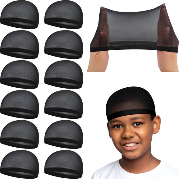 TELOLY 12 Pcs Kids Stocking Wave Cap Stretchy Stocking Skull Cap Baby Beanie Caps Stretchy Stocking Cap Black One Size