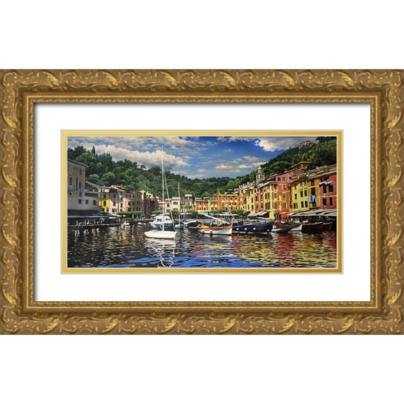 Adamov, Alexey 18x11 Gold Ornate Wood Framed with Double Matting Museum Art Print Titled - Town by the Sea