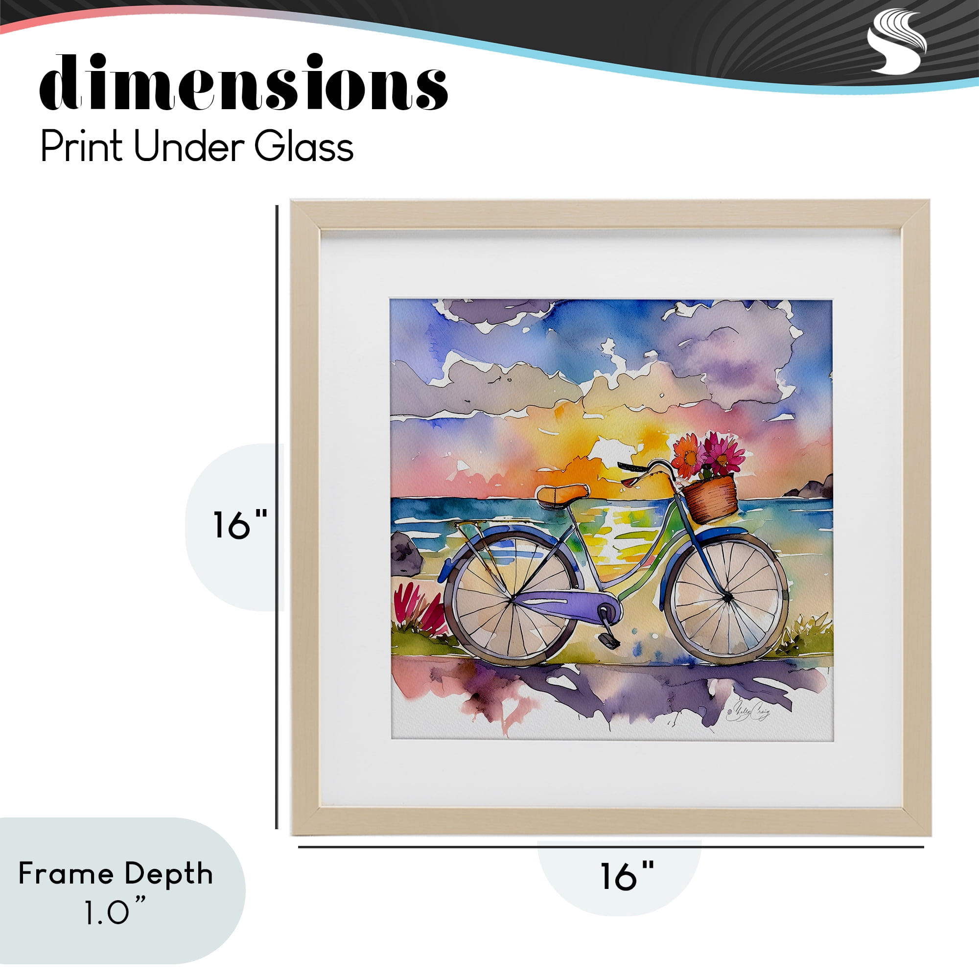 Stupell Industries Bicycle By The Seaside Birch Framed Print Under Glass, design by Shelly Craig
