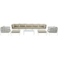thumbnail image 4 of Modway Harmony 10 Piece Outdoor Patio Aluminum Sectional Sofa Set in White Beige, 4 of 9
