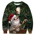 thumbnail image 5 of Suéter navideño feo unisex para hombre y mujer 2019 para vacaciones, suéter divertido de Papá Noel y gato, ropa de otoño e invierno para Navidad, 5 of 5