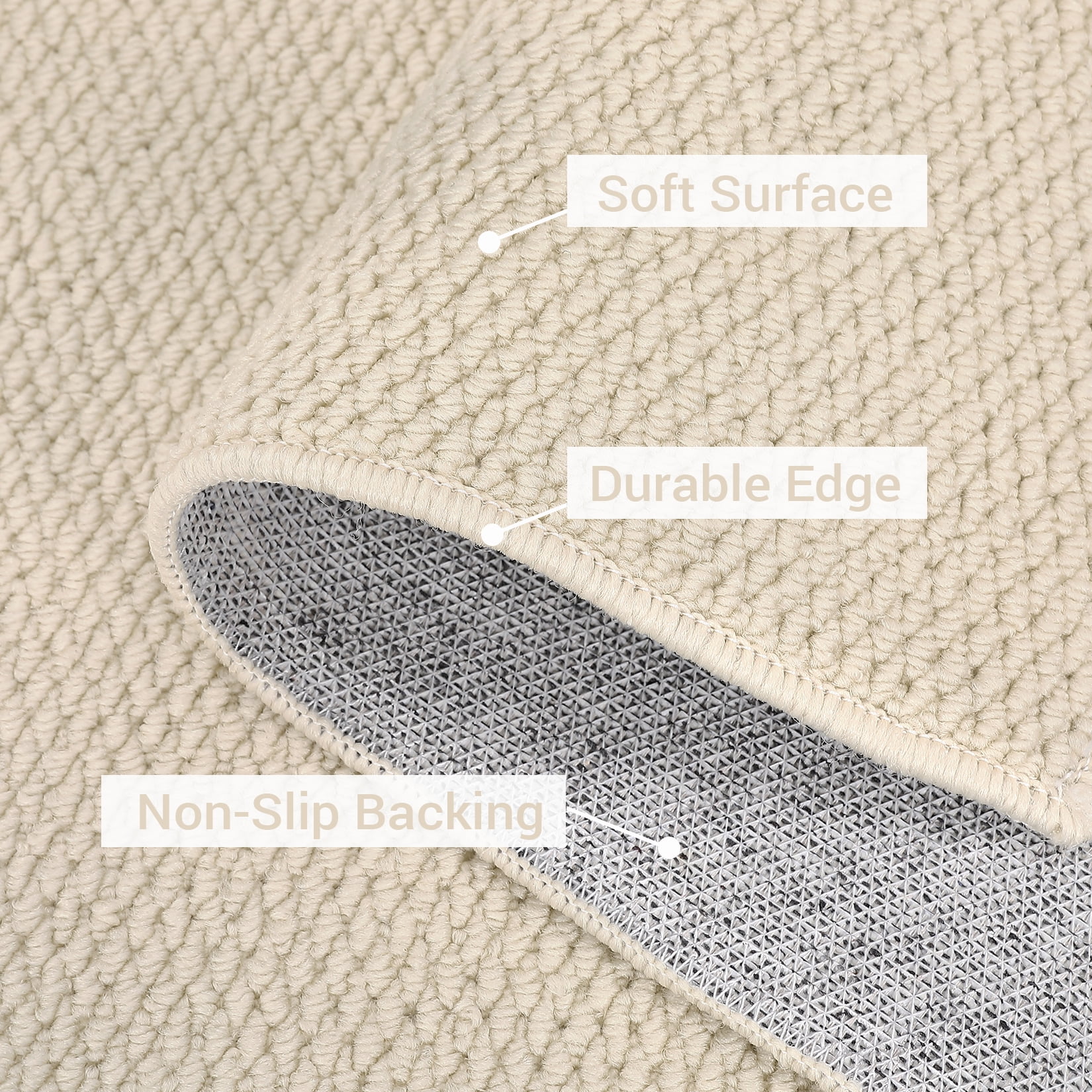 Garvee Modern Solid Area Rug, 8'x10' Washable Non Slip Backing Rug Low Pile Stain Resistant Indoor Floor Carpet for Living Room Bedroom, Beige