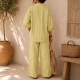 thumbnail image 5 of Women's Two Piece Lounge Outfits, Half Sleeve Shirts, Elastic Waist Long Pants, Cozy Two Piece Set, 5 of 5