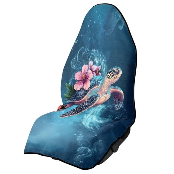 Uorisanigo Car Seat Towel Cover Hawaiian Floral Turtle Car Accessories Waterproof Soft Auto Seat Covers Anti-Slip Front Seat Cover Universal Fit for Vehicles,Cars,Suvs,Vans,Sedans