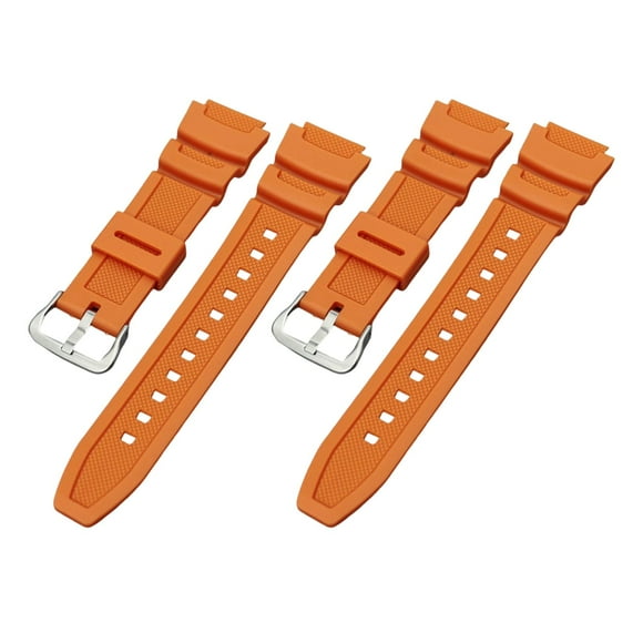 Correa de reloj de pulsera de goma, hebilla de metal de 18 mm de ancho para W-S200H Sgw-400H Mrw-200H Naranja Argenta