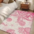 thumbnail image 4 of 3'x5' Area Rugs, Pink Coastal Starfish Indoor Outdoor Area Rug for Living Room Bedroom, Nautical Beach Conch Seashhells Washable Bathroom Rugs Kitchen Floor Carpet Mats Home Decor Aesthetic, 4 of 8