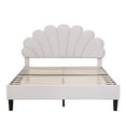 thumbnail image 4 of CoSoTower Full Size Upholstered Platform Bed with Flower Pattern Velvet Headboard, Beige, 4 of 9