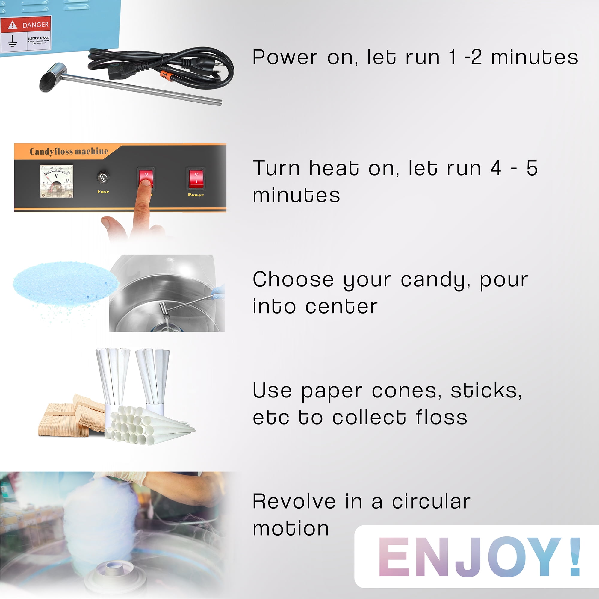 VIVO Blue Electric Commercial Cotton Candy Machine / Floss Maker (CANDY-V001B)