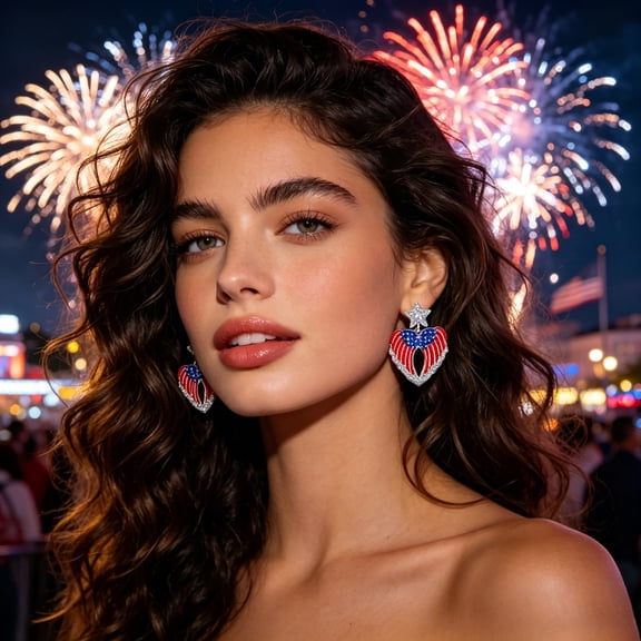 Glitter Independence Dangle Earring for Women, Red Blue Silver 4th of July Earrings, USA 250th Independence Day Gifts Patriotic Jewelry for Celebration Party
