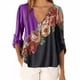 thumbnail image 2 of Blusa Camisa con cuello en V y estampado floral Blusa suelta de manga larga Top de mujer, Morado oscuro, XXL tholdsy AP002021-77, 2 of 3