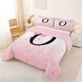 thumbnail image 2 of jejeloiu Black Initial O Full Size Comforter Sets For Girls,Pink Ribbon Bowknot Bedding Sets,Pink Reversible,3pcs, 2 of 7