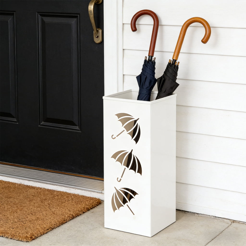Sleek Metal Umbrella Stand With Ventilated Structure For Quick Drying And Compact Placement