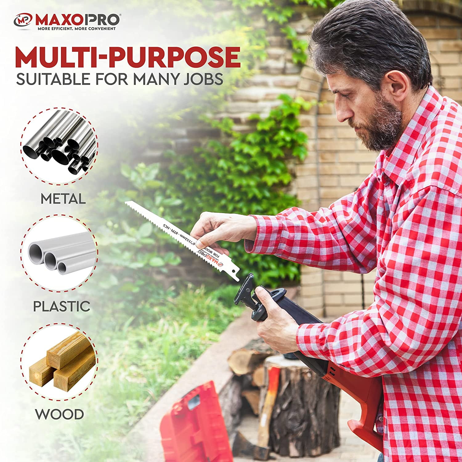 32-Pieces Reciprocating Saw Blades Set – Premium Blades for Metal and Woodcutting – Durable & Sharp Pruning Saw Blades with Organizer Pouch - by MaxoPro