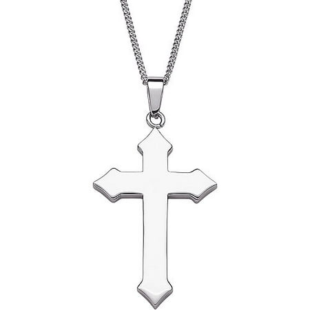 Polished Stainless Steel Cross Pendant, 20