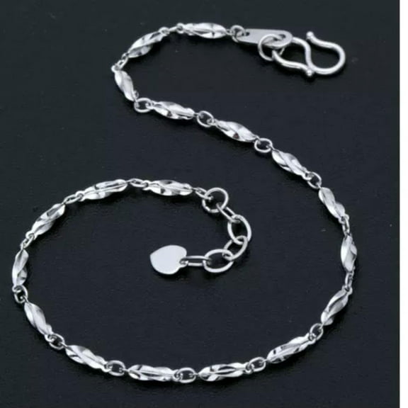 K-KED Pure Platinum 950 Bracelet Women Fine Pt950 Carambola Shaped Anklet Extender-9-10inch-2.4-2.5g