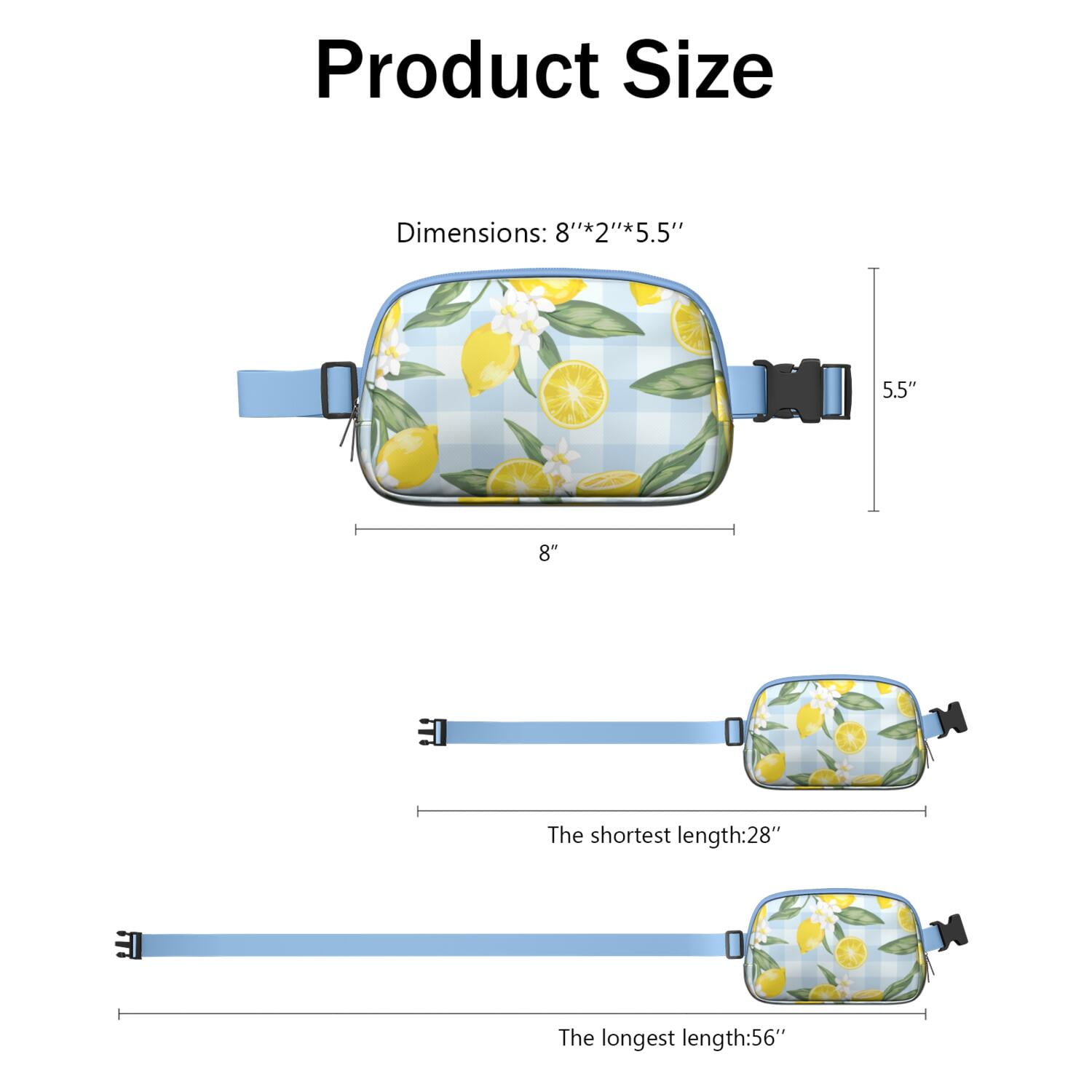 Sunny Lemons Fanny Pack – Retro-Inspired Fruit Belt Bag with Cute Vintage Lemon Pattern