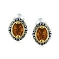 thumbnail image 2 of Bling Jewelry Womens Fashion Large Orange Crystal Oval Bali Style 2 Tone Clip On Earrings Non Pierced, 2 of 4
