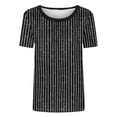 thumbnail image 2 of cocolona Womens Summer Tops Crew Neck Short Sleeve Striped Print T-shirts Dressy Casual Blouses Basic Pullover Tees, 2 of 4