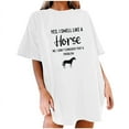 thumbnail image 1 of Birdeem Mode Femme T-Shirt Uni à Col Rond Imprimé à Manches Courtes Impression Blouse Ample Hauts, 1 of 1