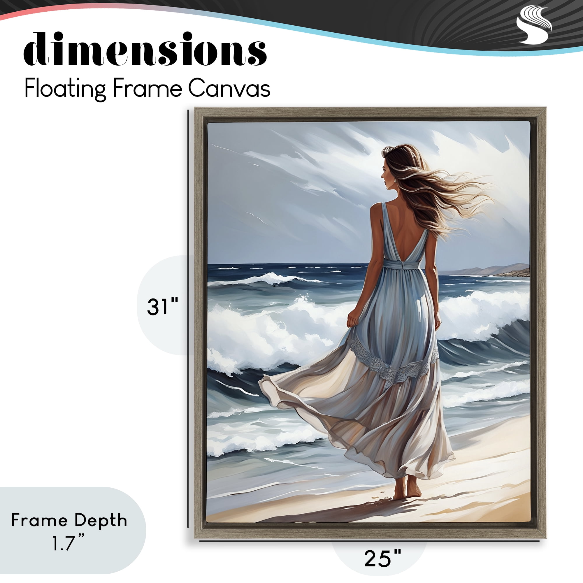 Stupell Industries Walk In The Waves Brown Framed Floater Canvas Wall Art, design by Tabz Jones