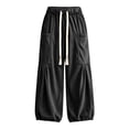 thumbnail image 7 of Bxsruta Womens Cargo Pants Wide Leg Baggy Joggers Drawstring Elastic Waist Casual Trousers with Pockets, 7 of 7