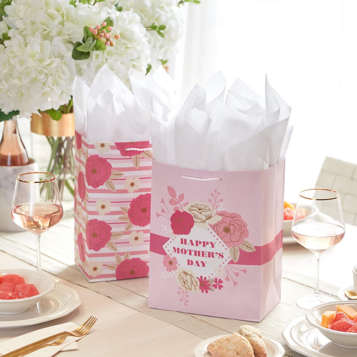 Hallmark 11" Large Gift Bag Bundle (3-Pack: "Happy Mother's Day," Pink Polka Dots, Pink Flowers)