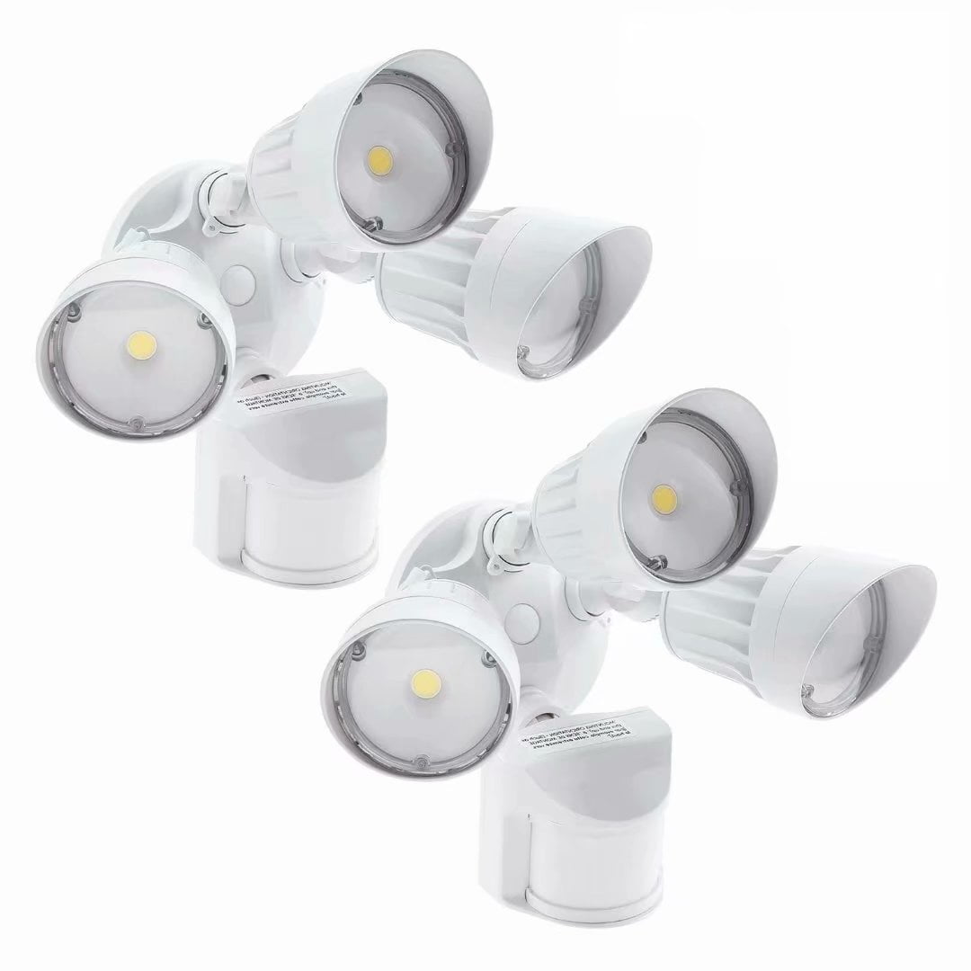 2 Pack 30W 3Head Motion Activated LED Security Light, 5000K Daylight