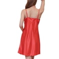 thumbnail image 5 of Defitshape Women's Silk Nightgown Summer Lace Short Pajama Dresses Satin Sleep Dress V Neck Spaghetti Strap Chemises Backless Sleepwear Sleeveless Nightie Sexy Lingerie Red XX-Large, 5 of 5