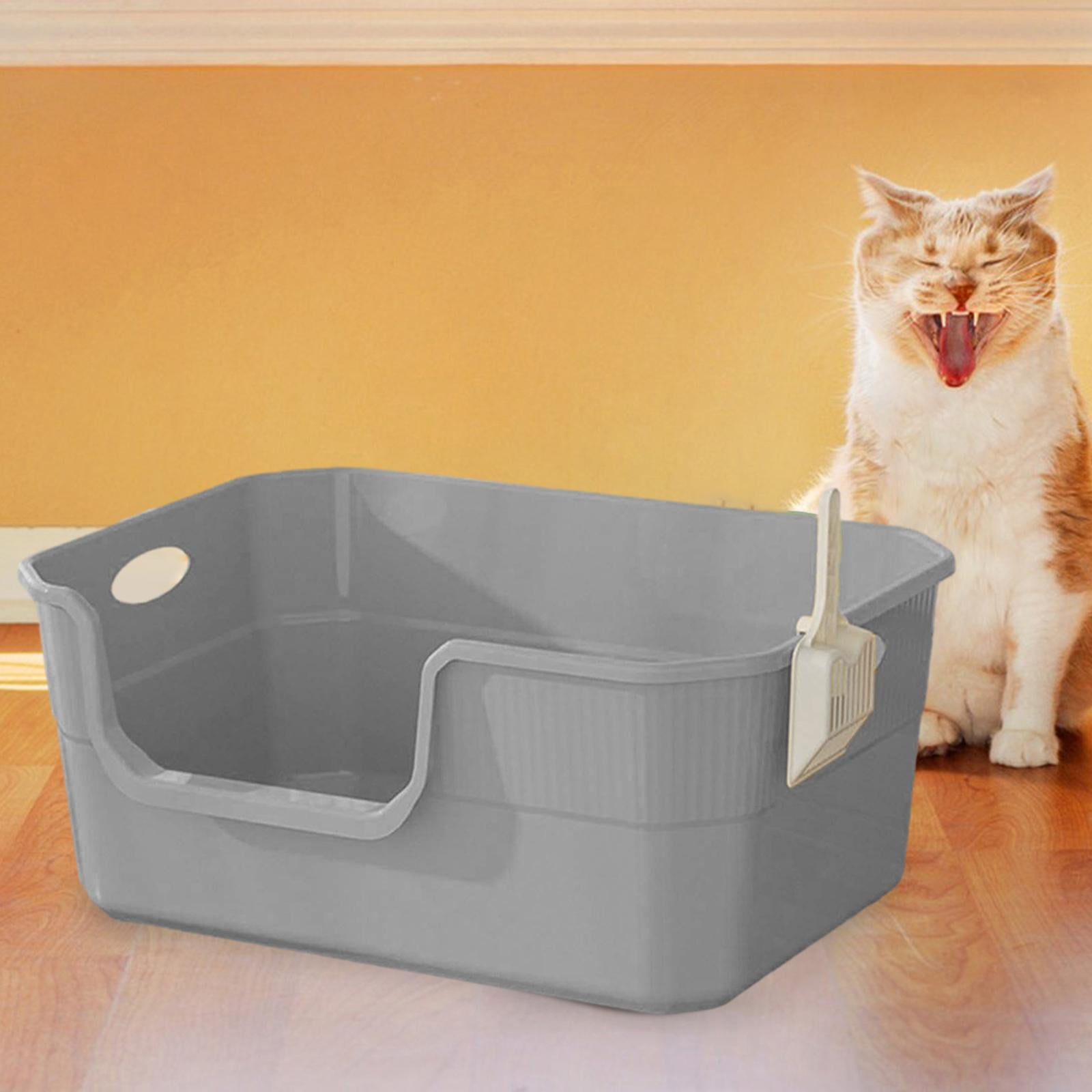 Stgfyxgs Cat Splashproof Pet Bedpan Cat Sandbox Portable Kitten Toilet High Sided Pet Litter Tray Cat Toilet for Small Pets gray