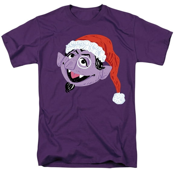 Sesame Street Scribble Christmas Count Von Count Unisex Adult T Shirt, Purple, Medium