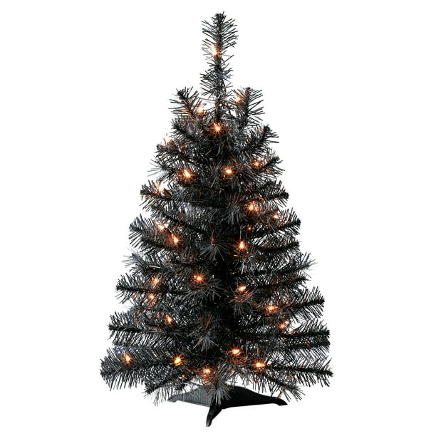 Pre Lit Black Christmas Tree 