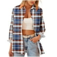 thumbnail image 5 of HongQid Women's Plaid Button Down Shirts Casual Long Sleeve Lightweight Checkered Spring Fall Shirt Tops, 5 of 6