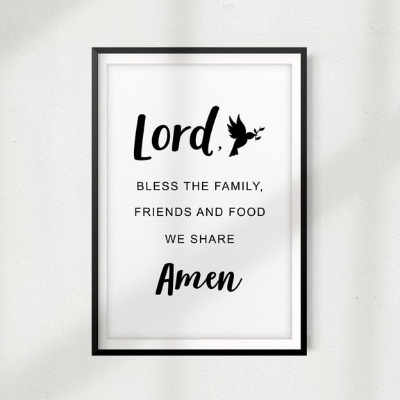 Signs ByLITA Lord Bless The Family Friends and Food We Share 5" x 7" UNFRAMED Print Home Décor, Quote Wall Art
