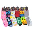 thumbnail image 3 of Sumona 6 Pairs Women Bright Colorful Assorted Fancy Design Novelty Crew Socks 9-11, 3 of 3
