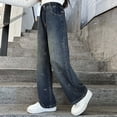 thumbnail image 6 of Wxirdiow Y2k Jeans for Kids Girl's Wide Leg Imitation Denim Pants Embroidery Loose Fit Casual with Pockets Basic Jeans Blue Size,12-14 Years, 6 of 9