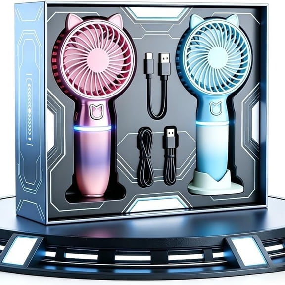 2 pcs Portable USB Fan, 3-Speed -Super Long Endurance, Neck Desktop Fan, Handheld Fan, Suitable For Travel, Beach And Outdoor Use - Travel Essential