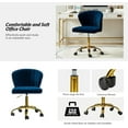 thumbnail image 3 of HULALA HOME Home Office Desk Chair with Gold Wheels, Small Cute Vanity Chair with Back for Bedroom, Adjustable Rolling Task Work Seat for Women/Girls, Navy, 3 of 7