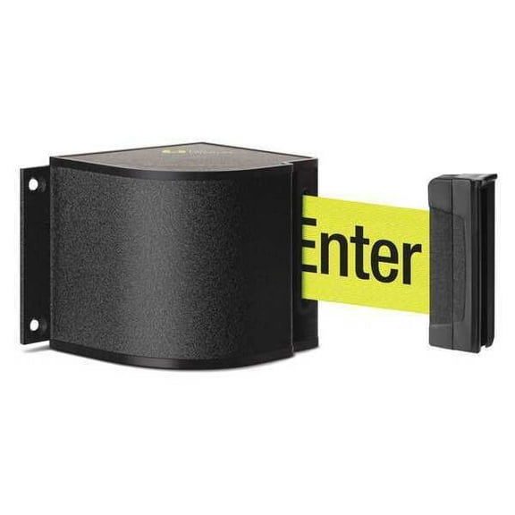 Retractable Belt Barrier, Black, 18 ft Length, Caution Do Not Enter, Wrinkle