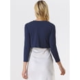 thumbnail image 4 of Unique Bargains Women's Open Front Drape Bolero Shrug Crop Cardigan L Dark Blue, 4 of 6