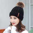 thumbnail image 2 of Yuanlong Womens Pompom Beanie Hat Lined Cable Knit Winter Warm Skull Cap Soft Stretchy Casual Outdoor Headwear, 2 of 5