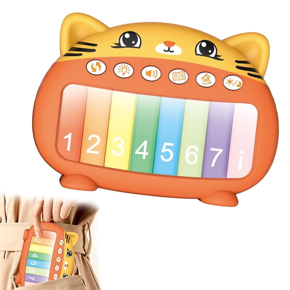 Tucraew Mini Piano for Kids, Cat Shaped Pocket Piano Toy with Rainbow Touch Keys, Musical Learning Toy for Toddlers Boys Girls Ages 3 Birthday Gift