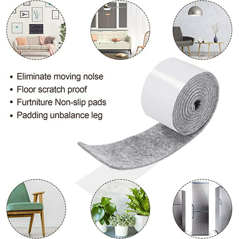 3 Packs Felt Furniture Pads, Heavy Duty Felt Strip Roll with Adhesive  Backing Adhesive Felt Tape for Protecting Hardwood Floors Chair Wall  Protector 