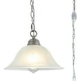 thumbnail image 5 of Plug-In Pendant Light with Alabaster Glass Shade, On/Off Switch, 16.4Ft Cord & 14.7Ft Chain, Dimmable Brushed Nickel – Swag Hanging Lamp for Kitchen, Bar, Nook, 5 of 5