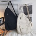 thumbnail image 2 of Mochila cruzada unicolor Unisex, bolso escolar de ocio con una sola correa para parejas y mujeres, gran capacidad de viaje, Retro para estudiantes, Ulzzang Fivean unisex, 2 of 2