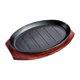 thumbnail image 1 of Sartén para carne a la plancha, sartén para parrilla Teppanyaki de hierro fundido con bandeja de bambú para barbacoa 12 pulgadas, 1 of 9